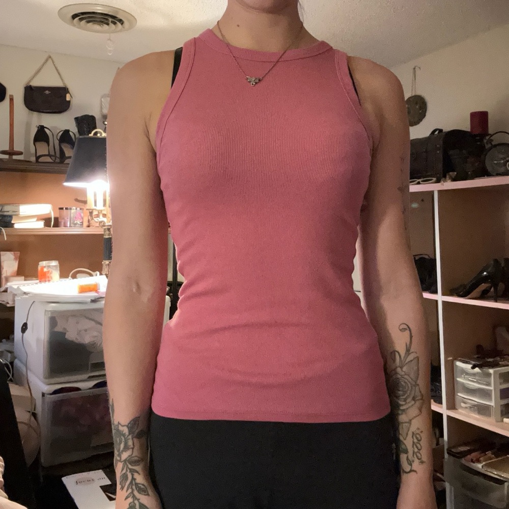 pink full length tank top